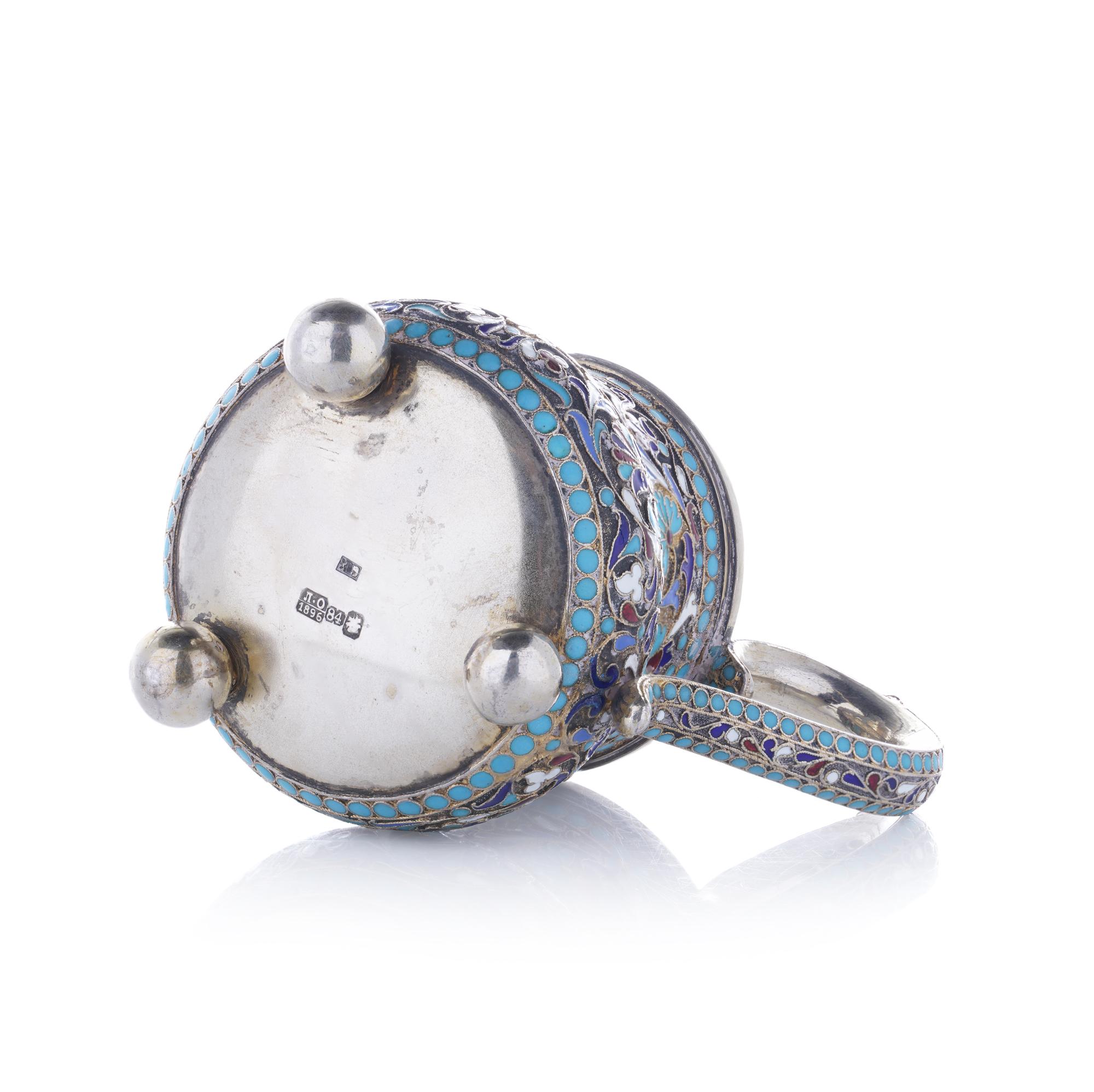 Antique Russian Cloisonné Enamel and Silver Gilt Milk Jug For Sale 11