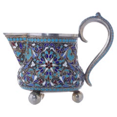 Antique Russian Cloisonné Enamel and Silver Gilt Milk Jug