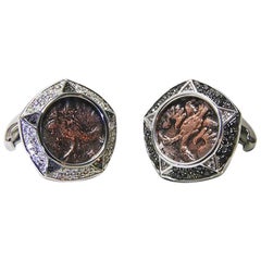Antique Russian Coins Diamonds Cufflinks