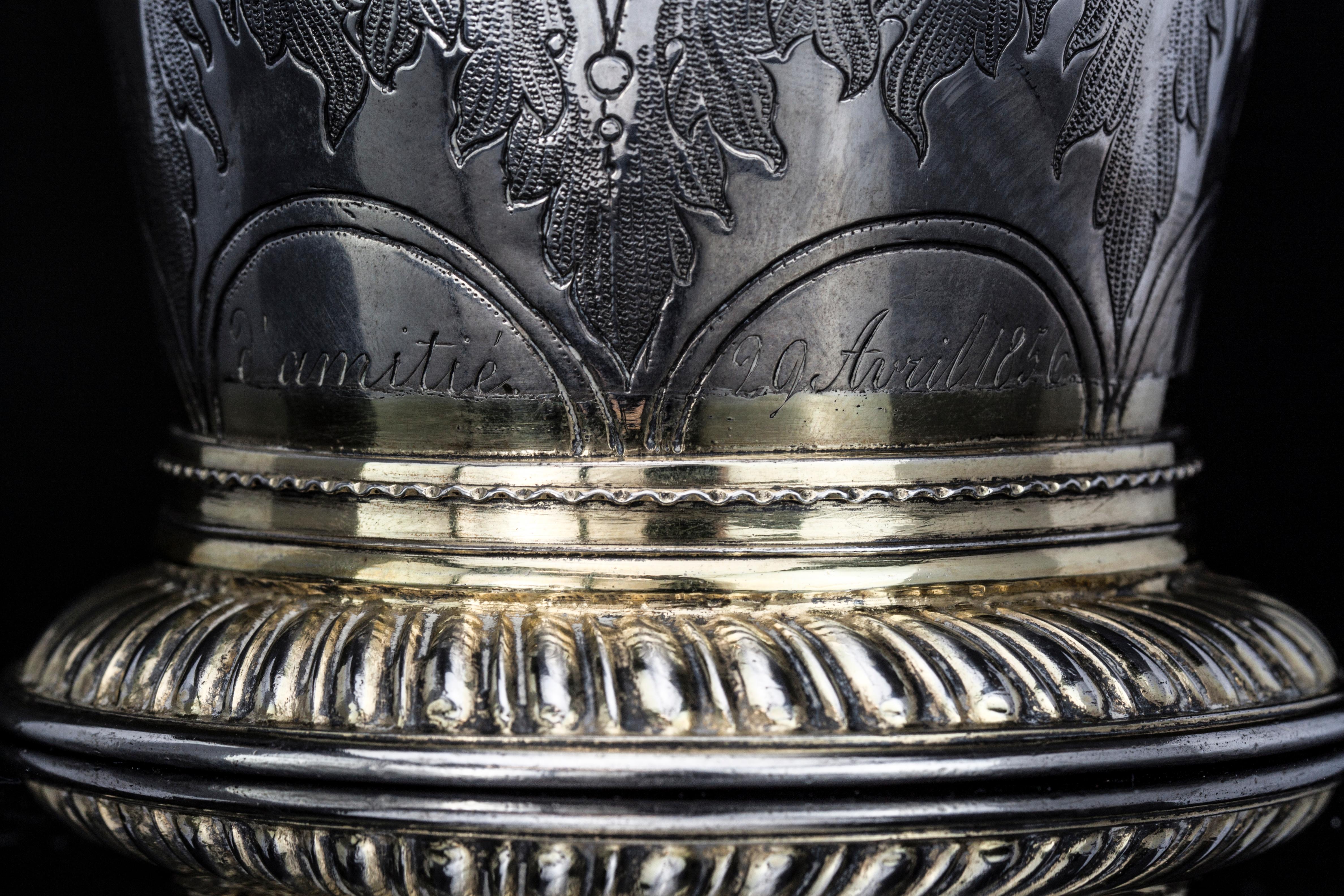 Silver Antique Russian Commemoration Vase For Sale