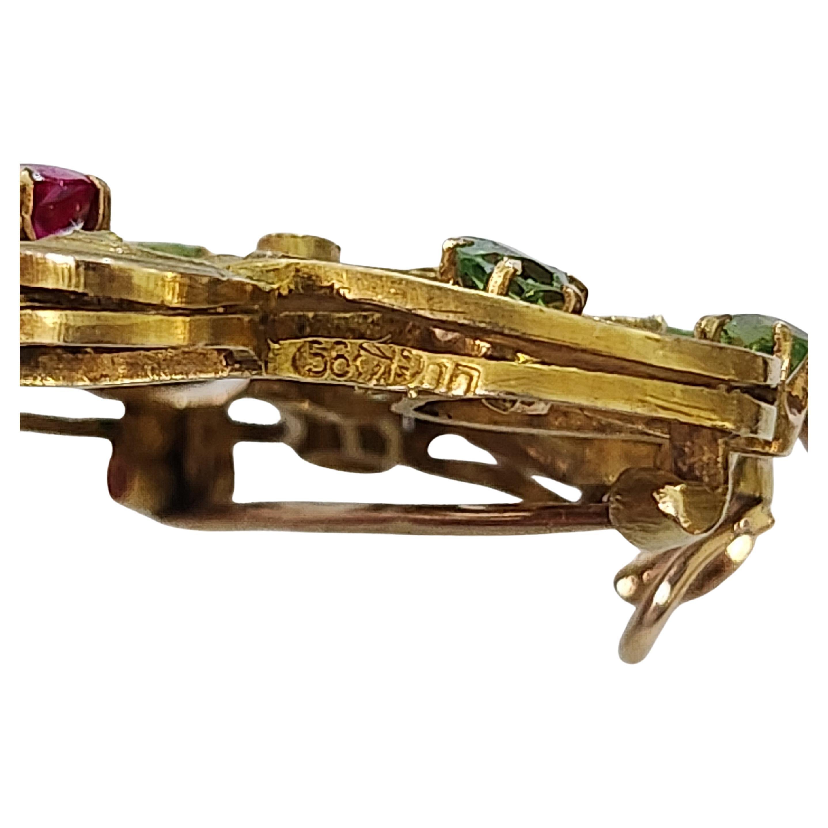 Pendentif en or, démantoïde et rubis, ancienne Russie en vente 1