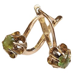Antique Russian Garnet Gold Earrings