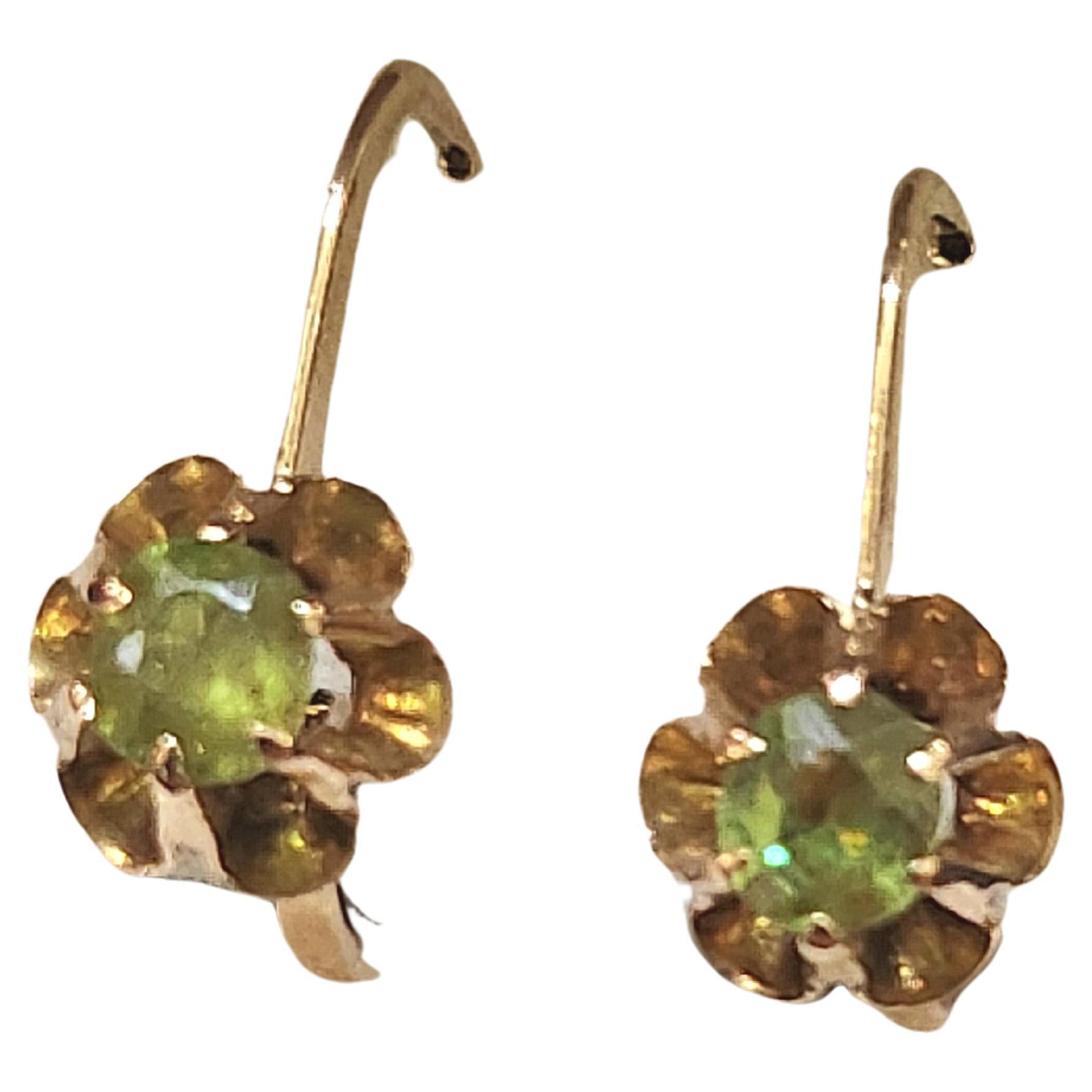 Women's Antique Russian Demantoid Gold Earrings For Sale