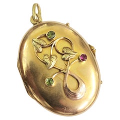 Antique Russian Demantoied Locket Gold Pendant