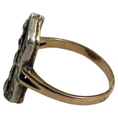 Antique Russian Diamond And Ruby Gold Ring