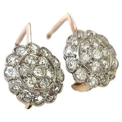 “Antique Russian 1.3ct Diamond Gold Dangle Earrings, Circa 1920s”