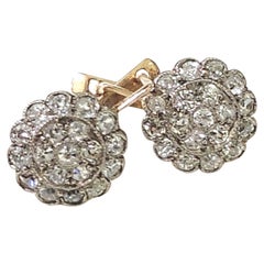 Antique Russian Diamond Gold Earrings