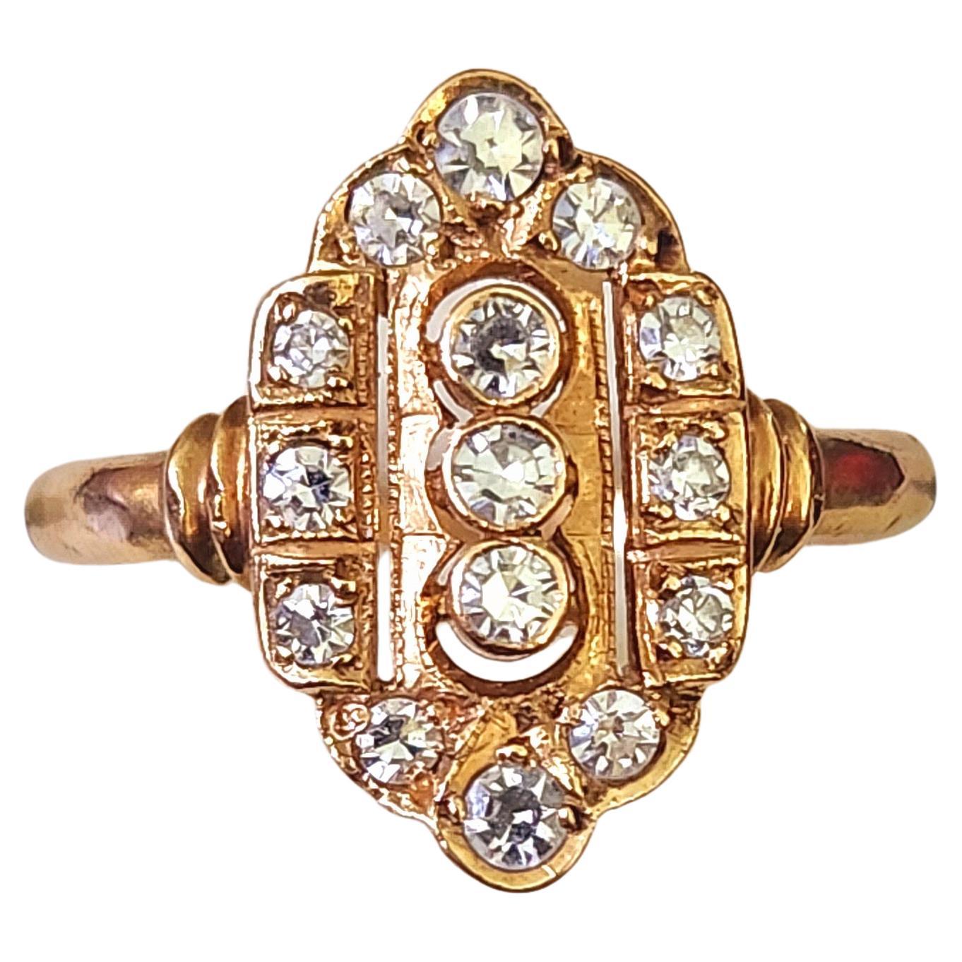 Bague russe ancienne en or avec diamants en vente 1