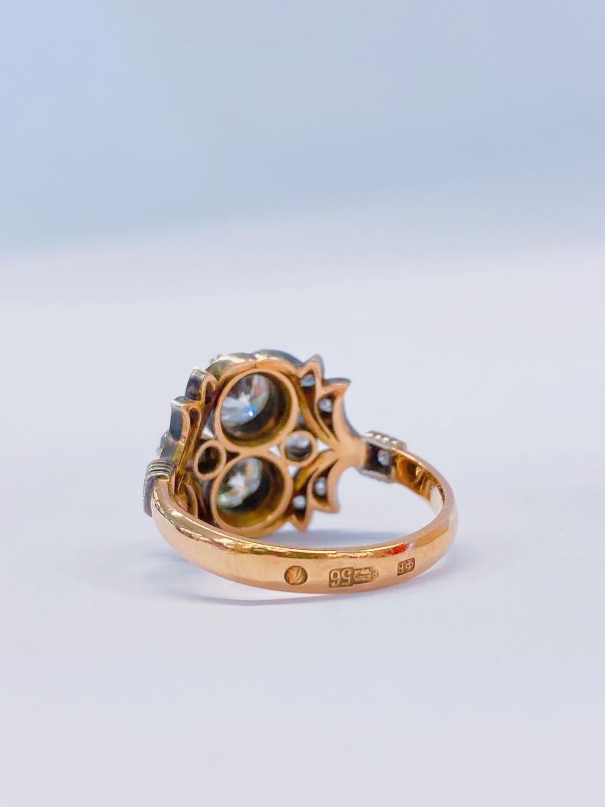 Anello d'oro con diamante antico taglio mine 2