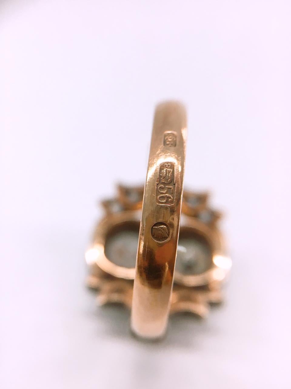 Anello d'oro con diamante antico taglio mine 1