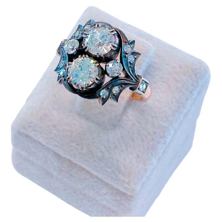 Anello d'oro con diamante antico taglio mine In condizioni buone a Cairo, EG