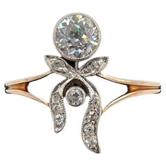 Antique Russian Diamond Yellow Gold Engagement Ring Circa 1910