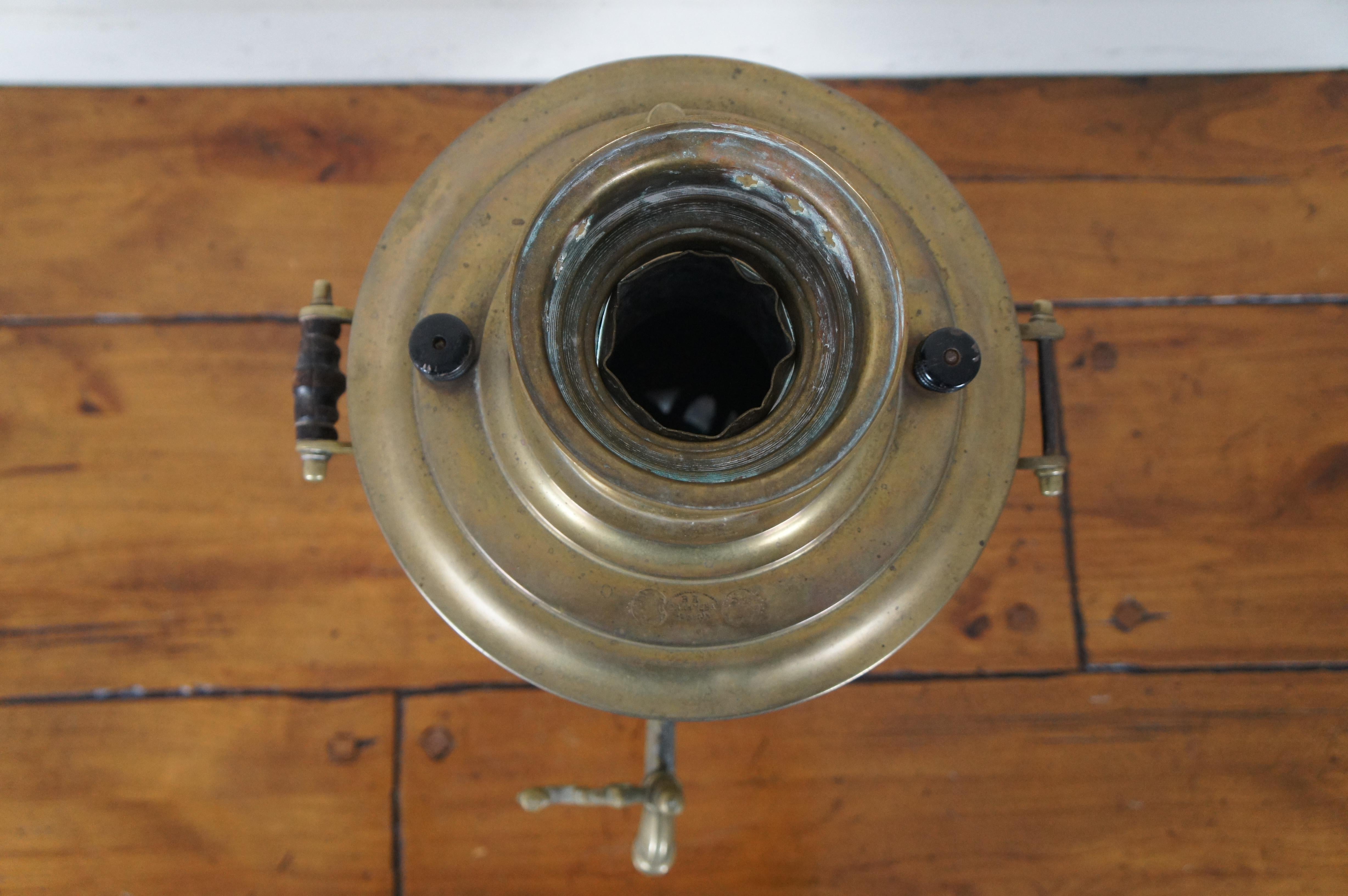 Antique Russian Dovetailed Brass Samovar Water Tea Coffee Urn Dispenser Server 6