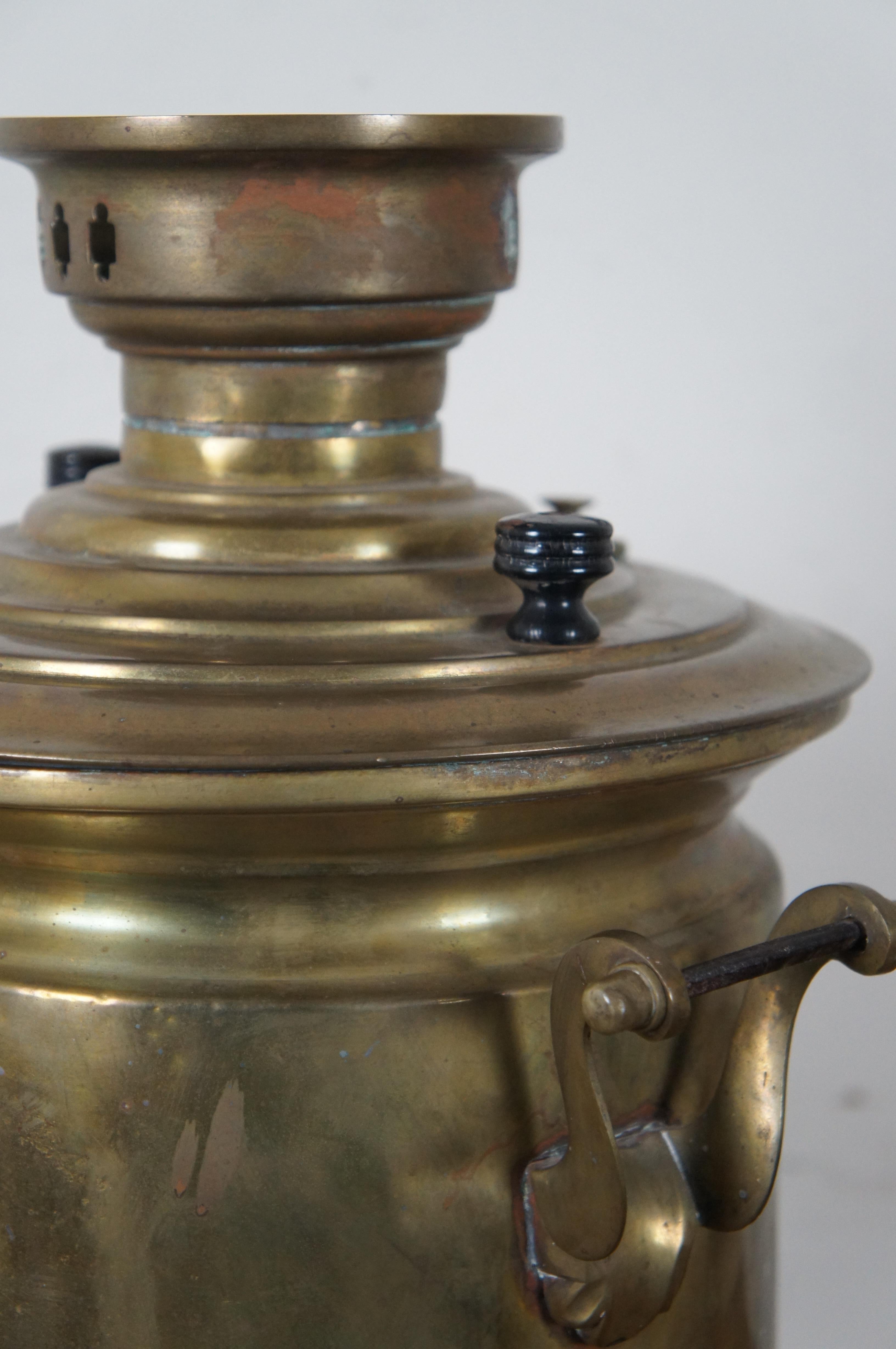 Antique Russian Dovetailed Brass Samovar Water Tea Coffee Urn Dispenser Server 7