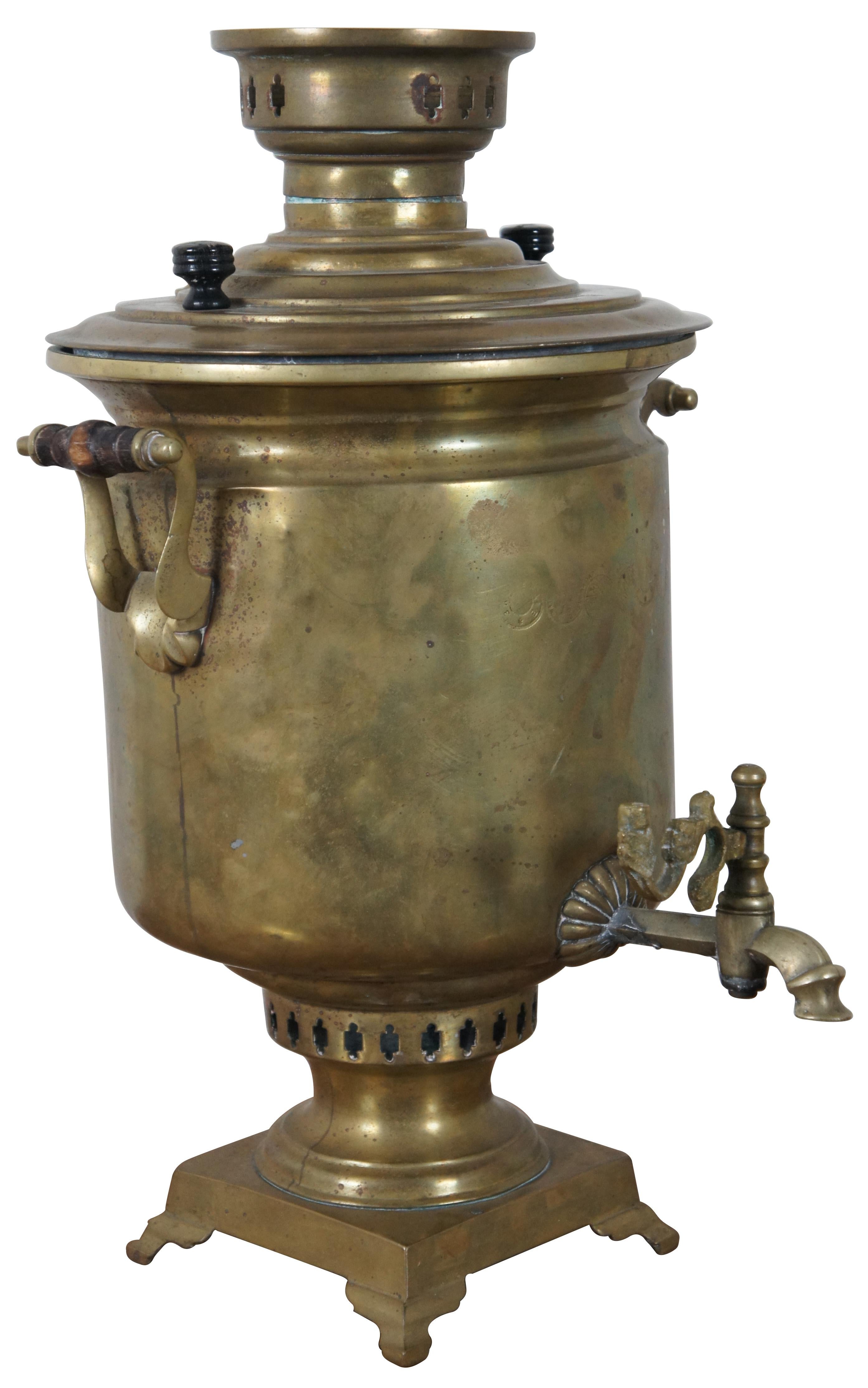 Victorian Antique Russian Dovetailed Brass Samovar Water Tea Coffee Urn Dispenser Server
