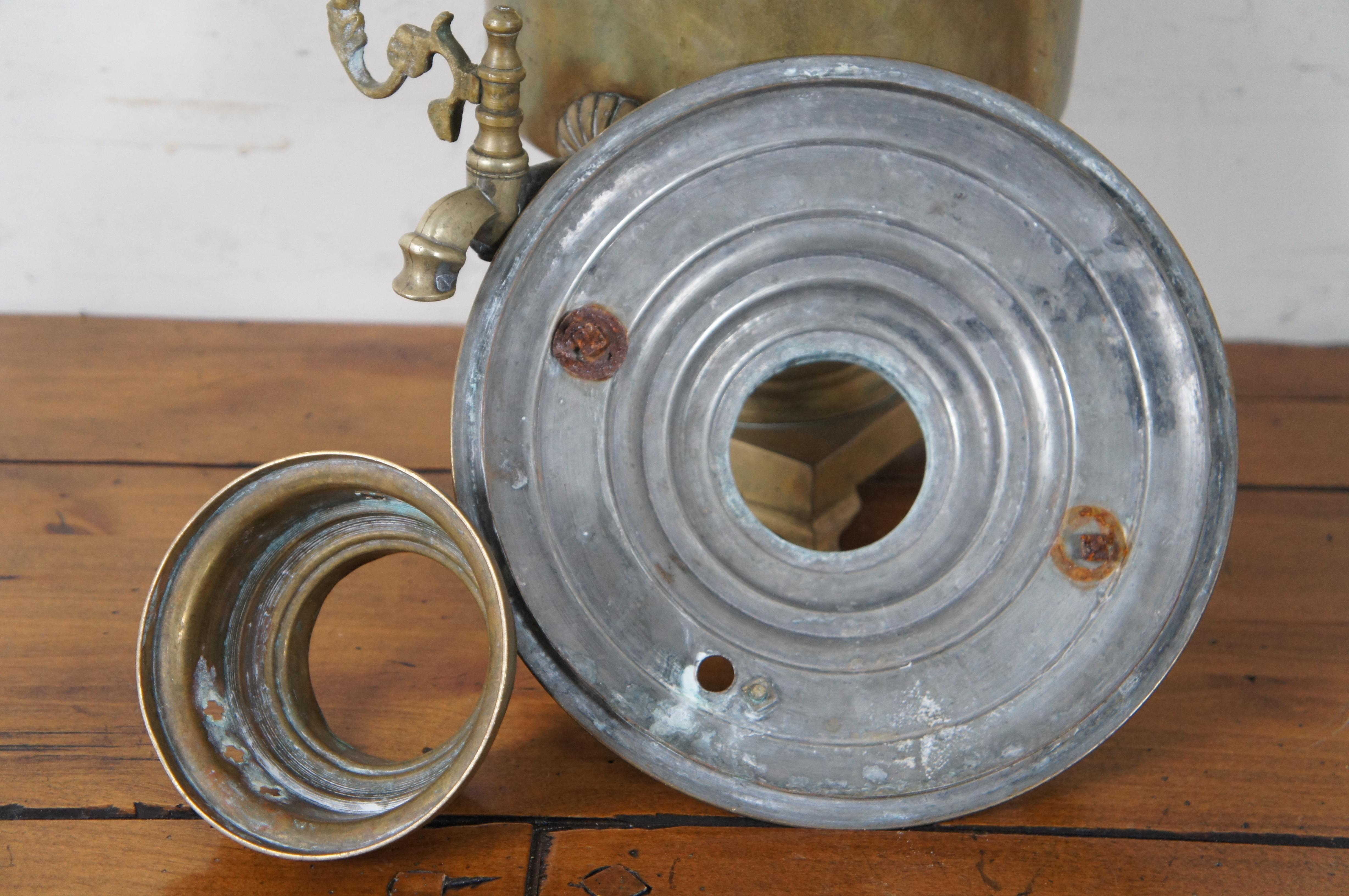 19th Century Antique Russian Dovetailed Brass Samovar Water Tea Coffee Urn Dispenser Server