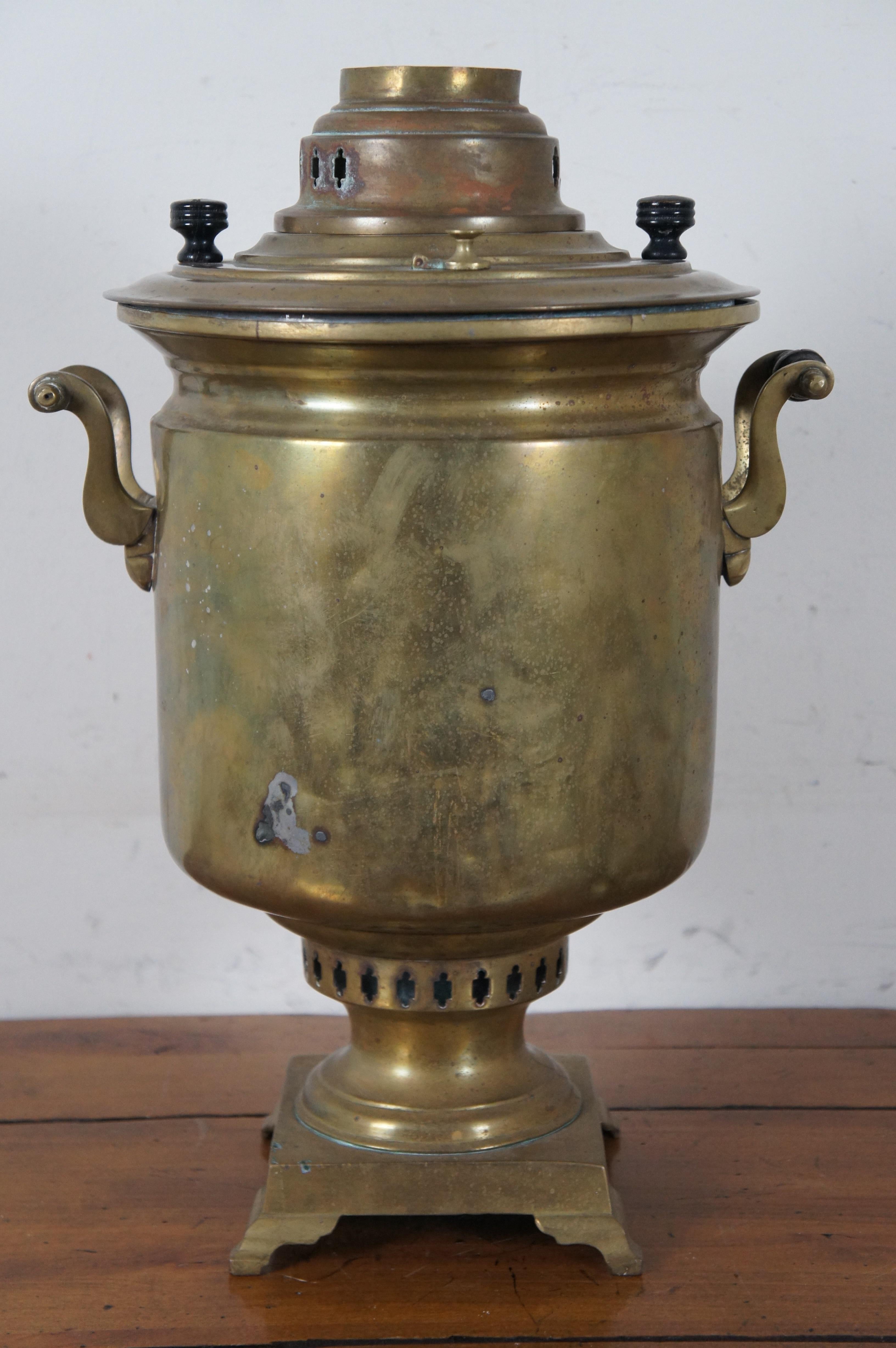 Antique Russian Dovetailed Brass Samovar Water Tea Coffee Urn Dispenser Server 1