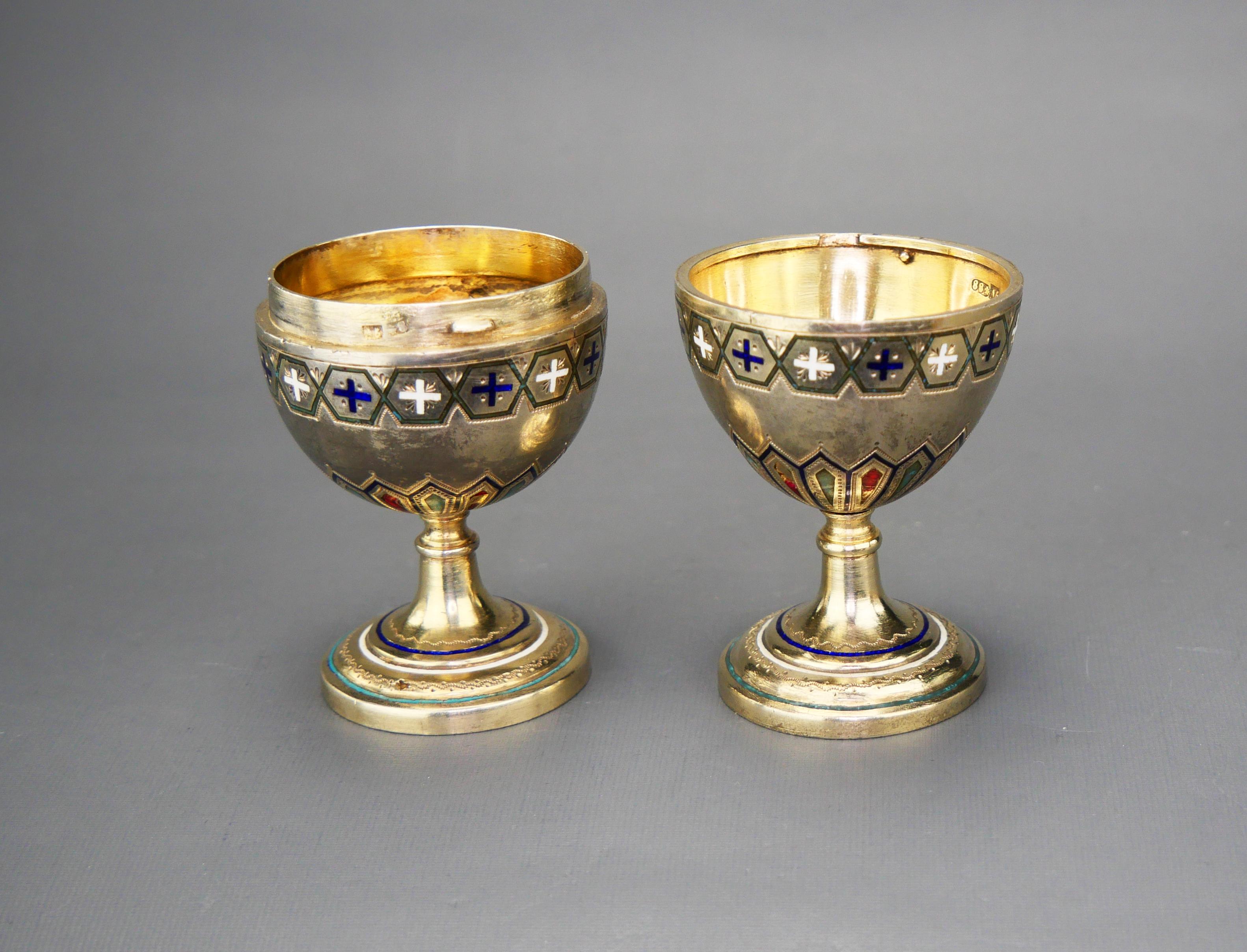 Oeuf de Pâques russe ancien A.Bragin 88 en argent et émail champlevé / 104gr en vente 7