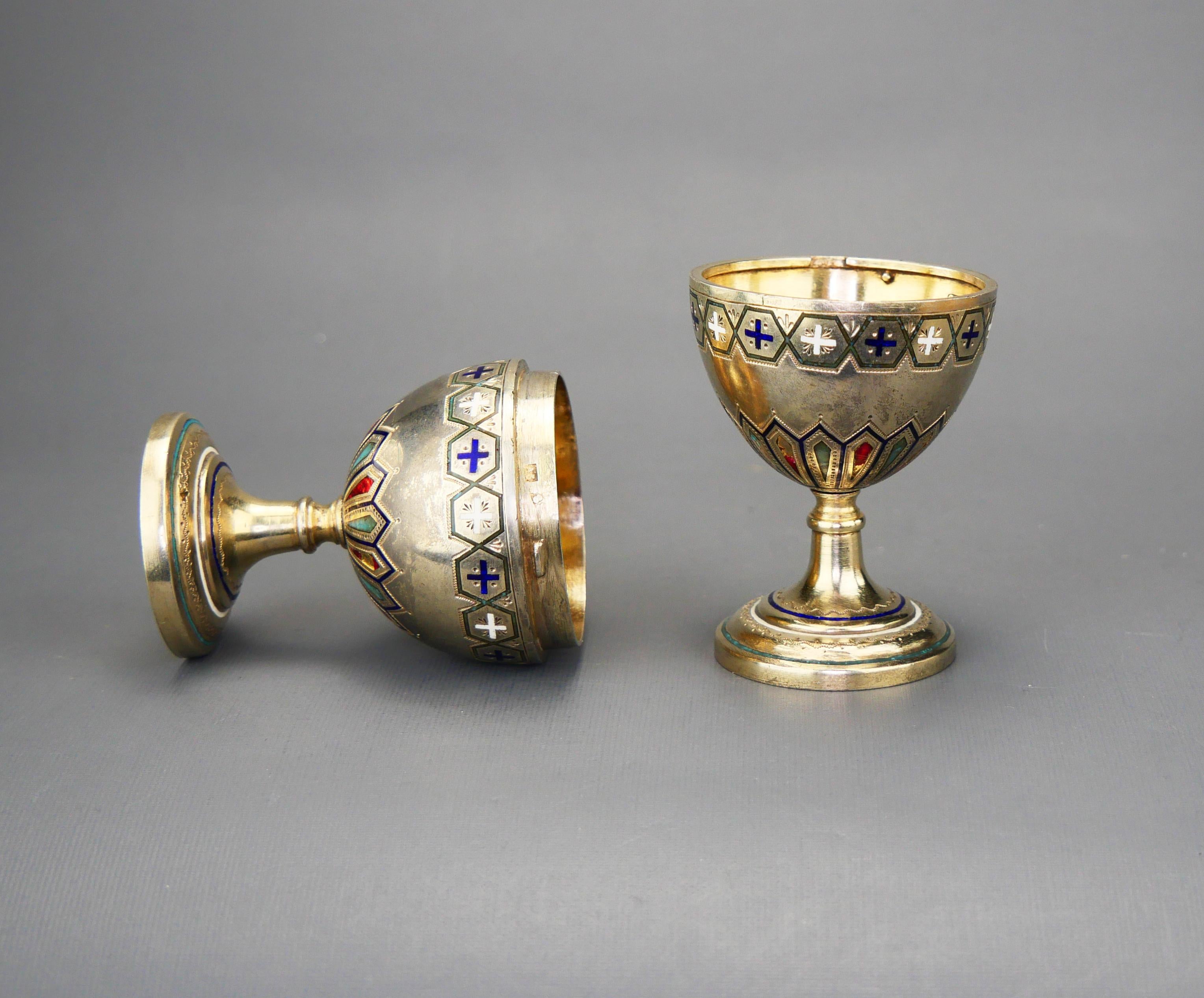Oeuf de Pâques russe ancien A.Bragin 88 en argent et émail champlevé / 104gr en vente 10