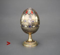 Antikes russisches Osterei A.Bragin 88 Silber & Champlevé Emaille / 104gr