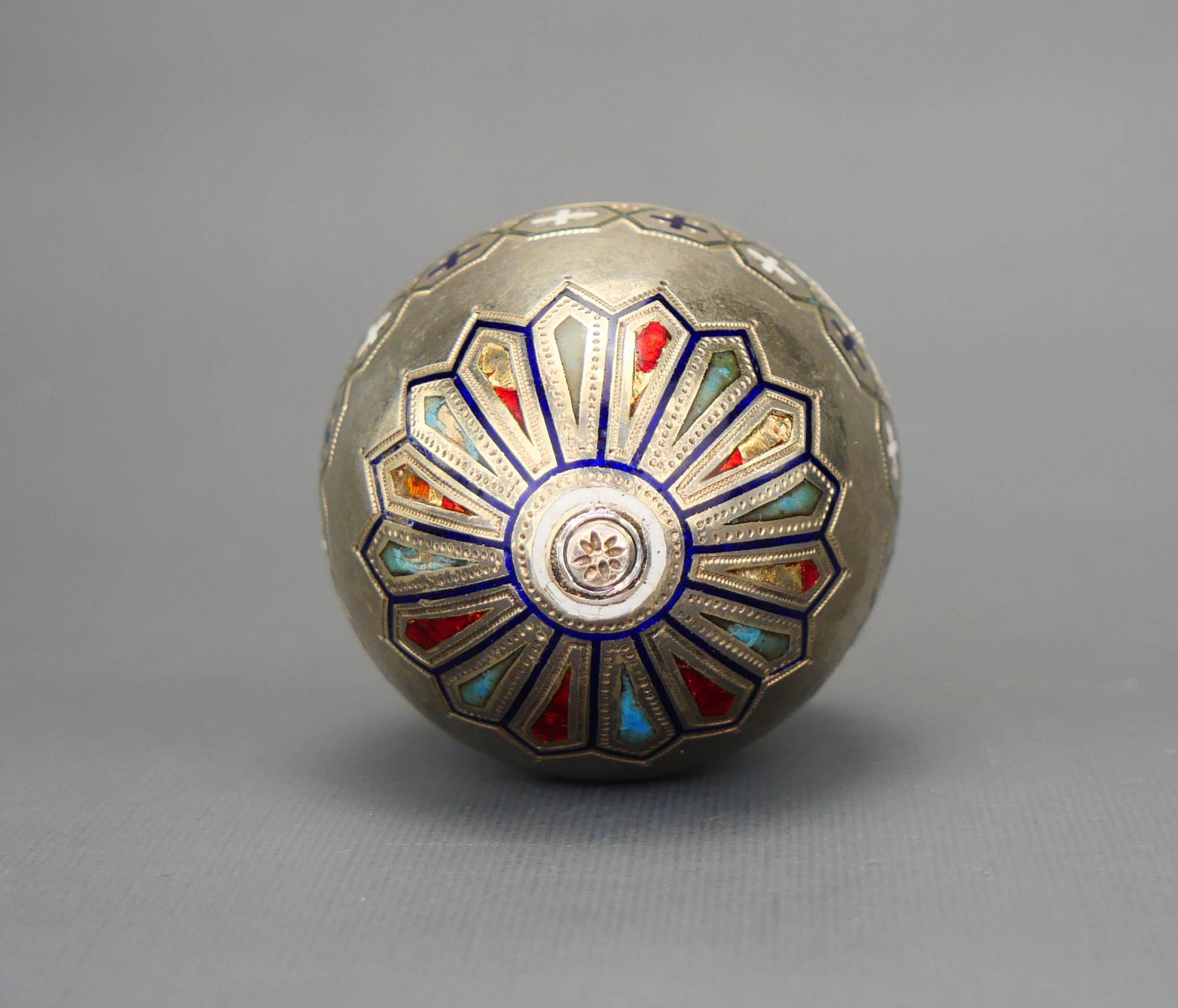 Oeuf de Pâques russe ancien A.Bragin 88 en argent et émail champlevé / 104gr en vente 2