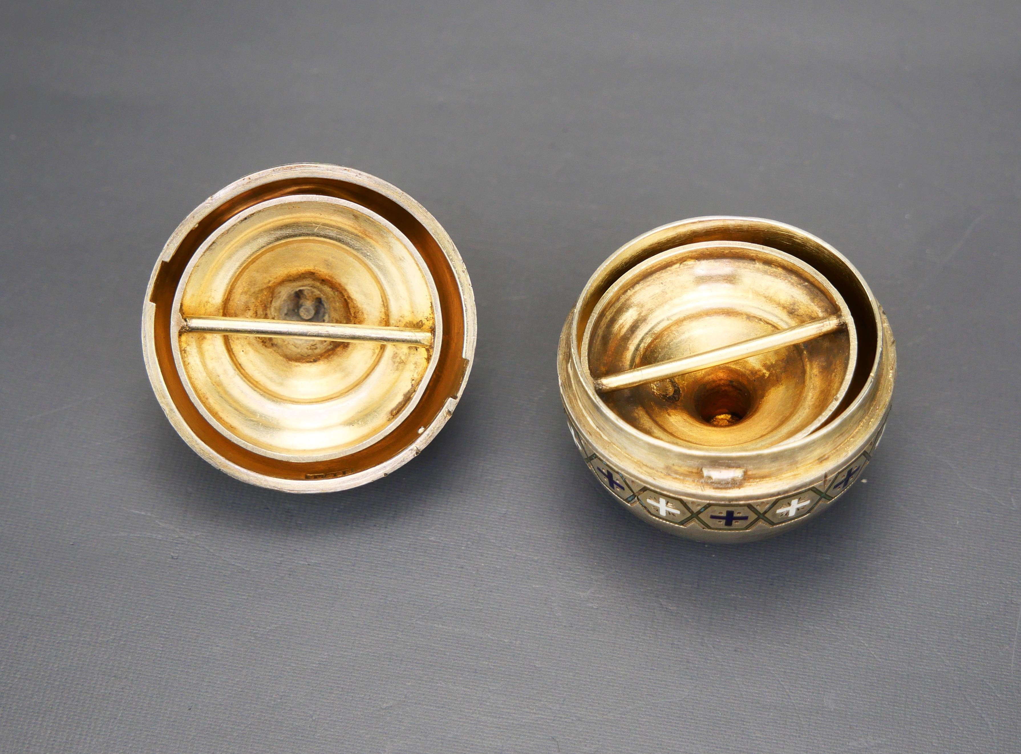 Oeuf de Pâques russe ancien A.Bragin 88 en argent et émail champlevé / 104gr en vente 4