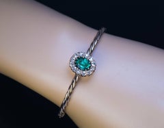 Antico bracciale russo in oro con smeraldo e diamante