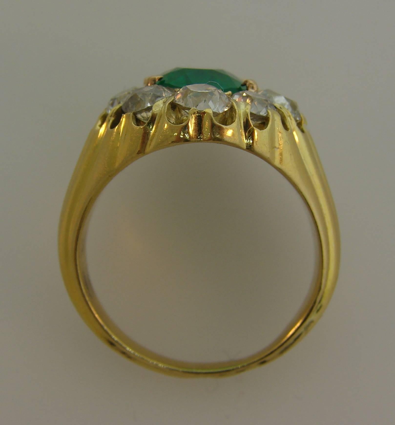 Antique Russian Emerald Diamond Yellow Gold Ring 1