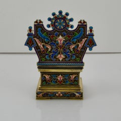 Antique Russian Enamel and Vermeil Salt-Chair by Ovchinikov
