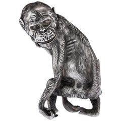 Antique Russian Faberge Lighter in the Form of a Chimpanzee, circa 1900