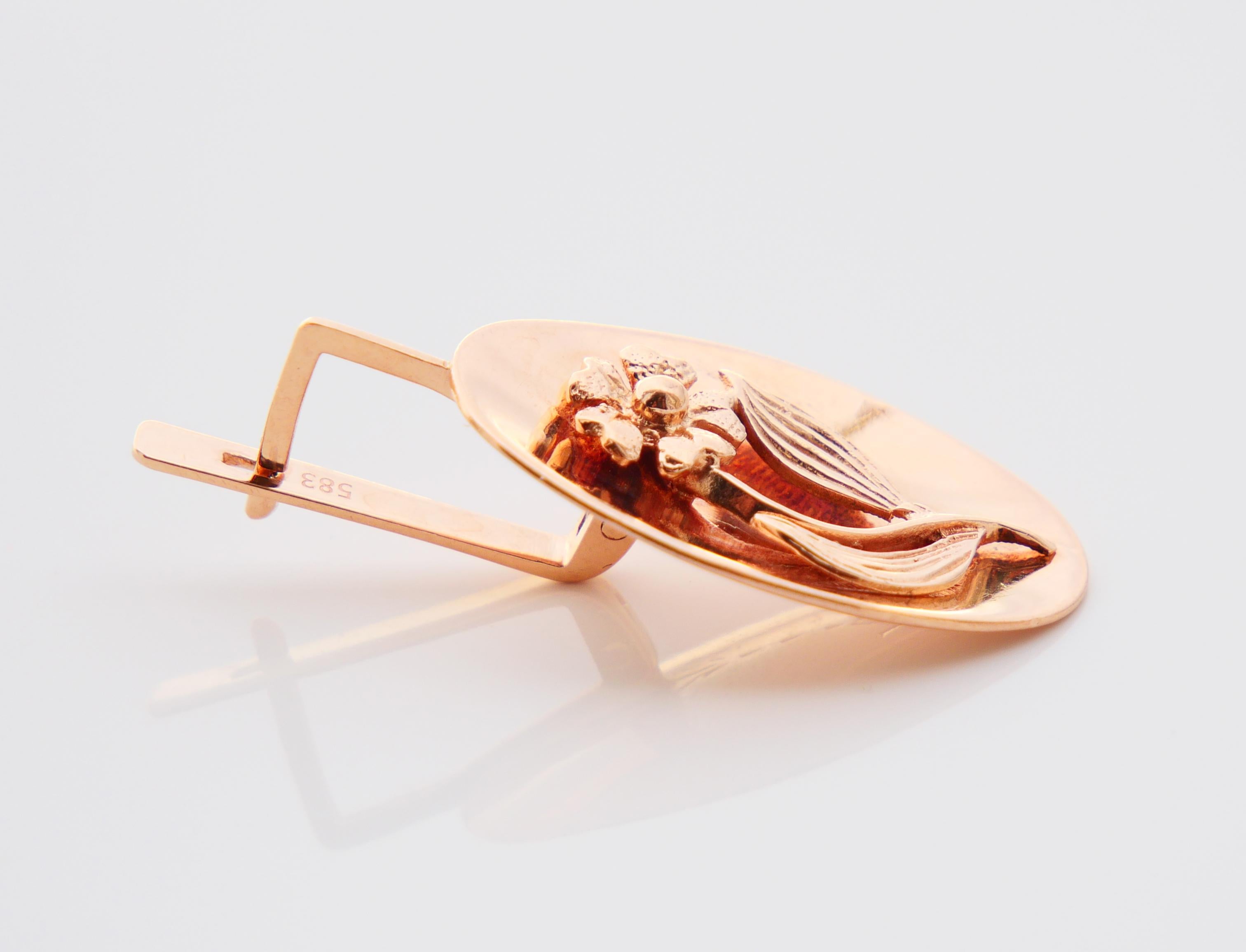 Pendientes Flores Rusas Antiguas oro rosa macizo 14K /8.9 gr en venta 3