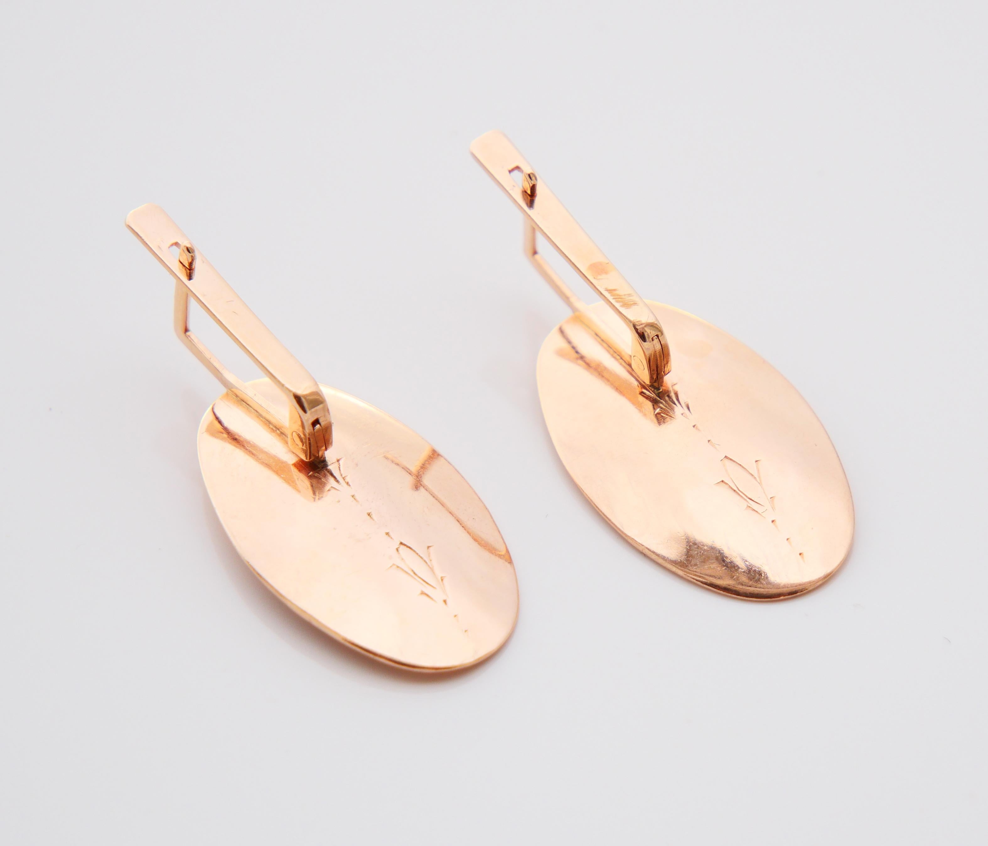 Pendientes Flores Rusas Antiguas oro rosa macizo 14K /8.9 gr en venta 4