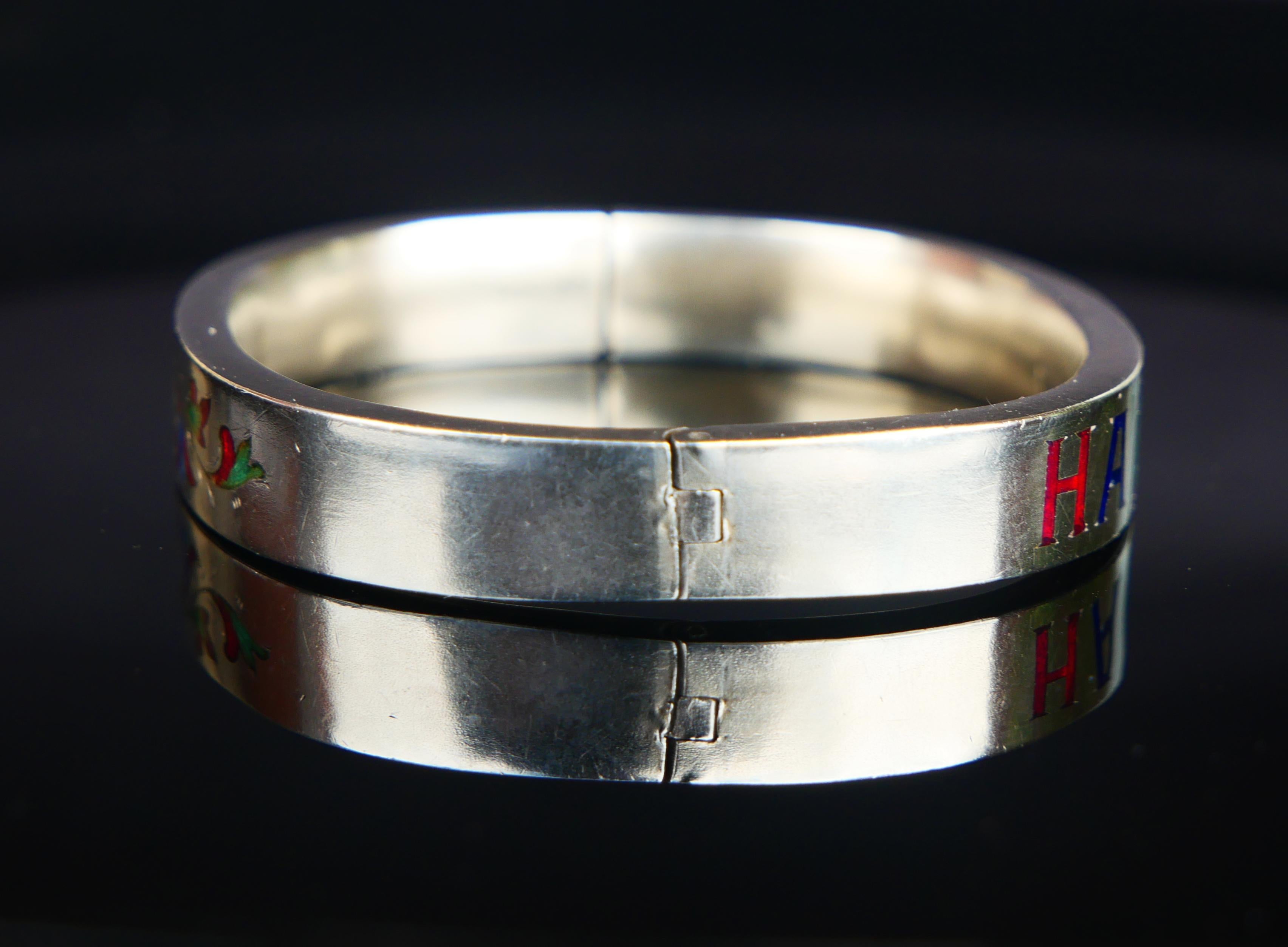 Antique Imperial Russian  Bangle Bracelet Enamel solid 84 Silver / 19gr For Sale 9