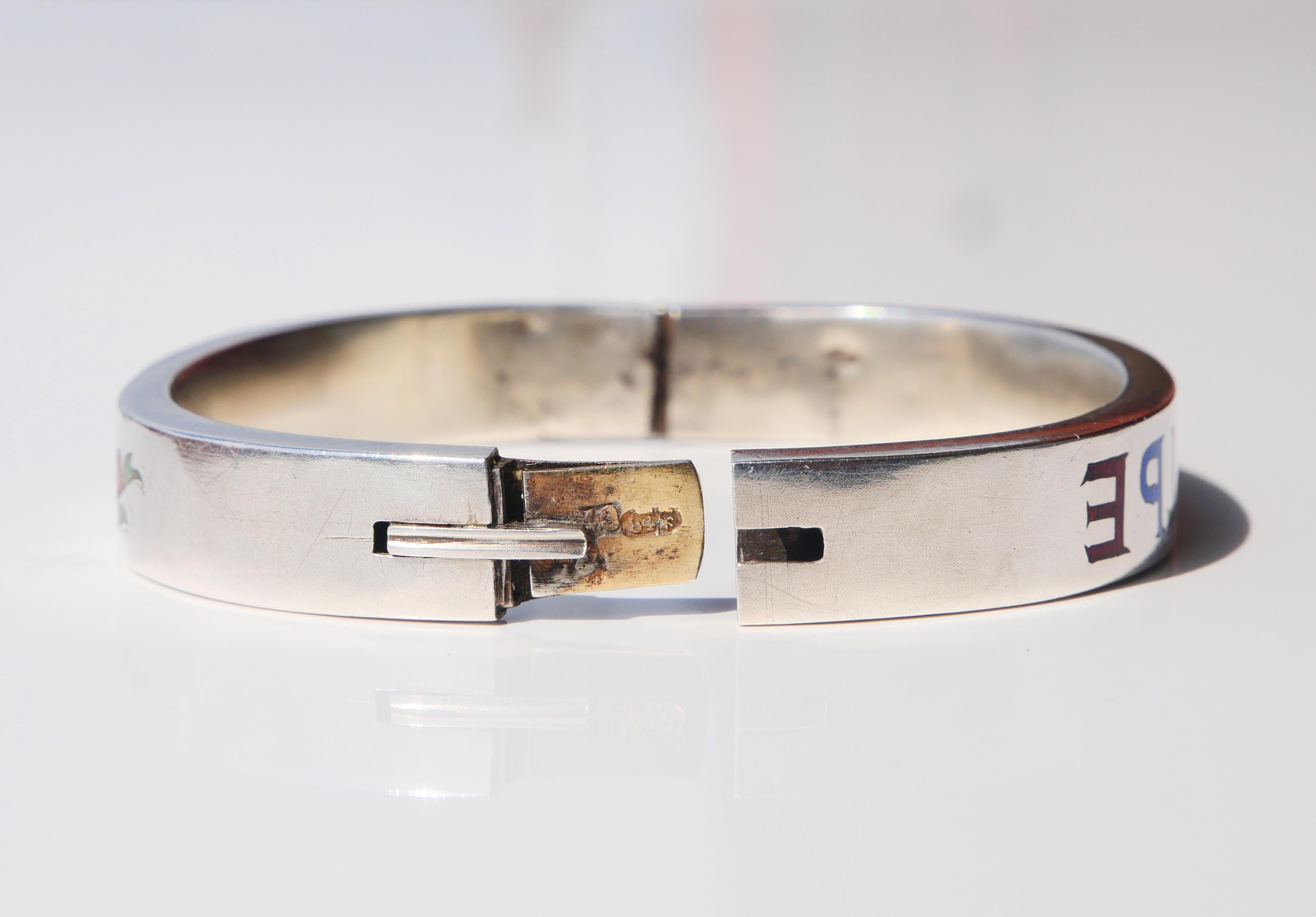 Antique Imperial Russian  Bangle Bracelet Enamel solid 84 Silver / 19gr For Sale 2