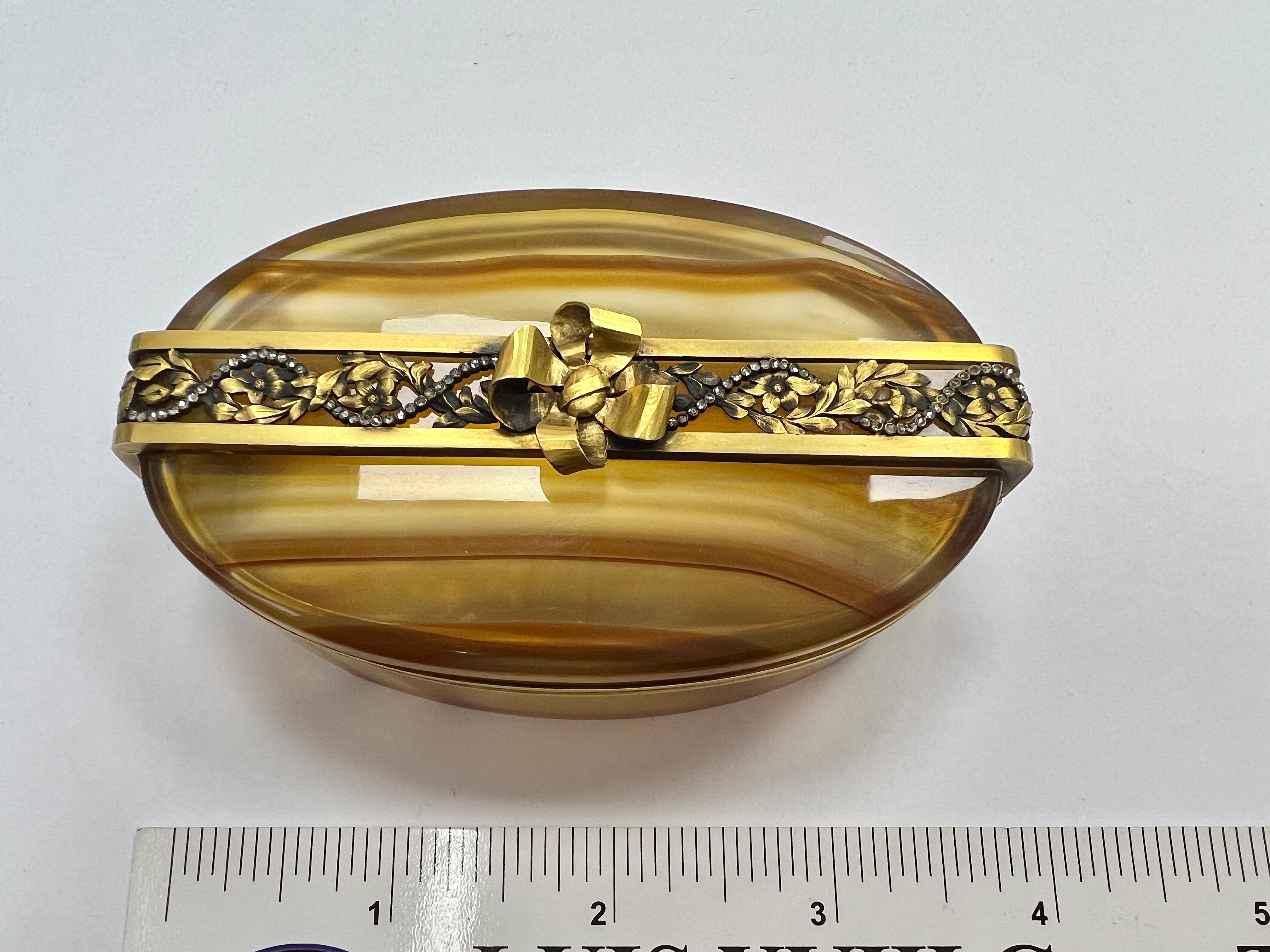 Antike russische Gold-Achat-Diamant-Schachtel im Angebot 3