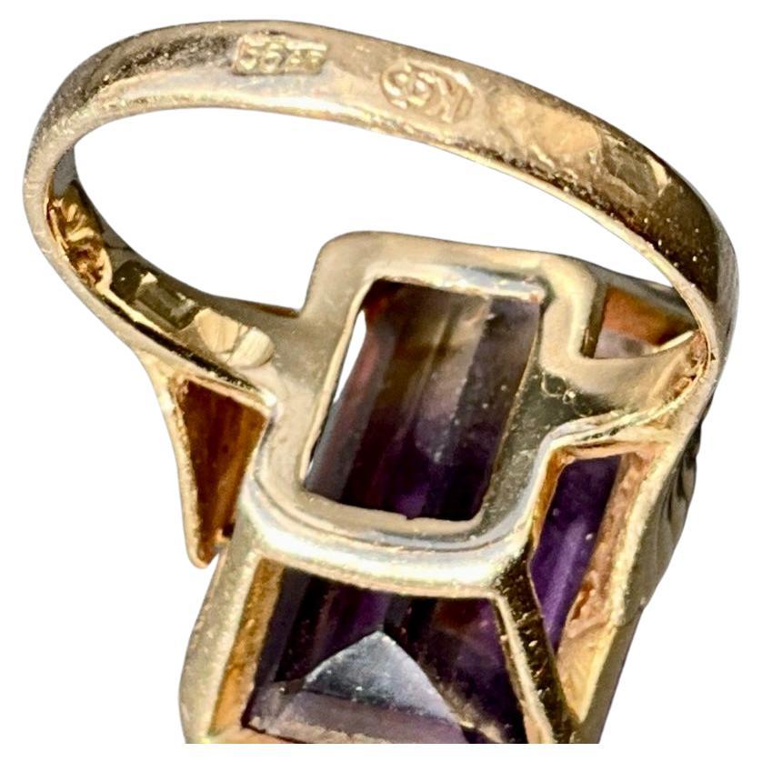 Femenino o masculino Anillo Ruso Antiguo de Oro y Turmalina Rosa