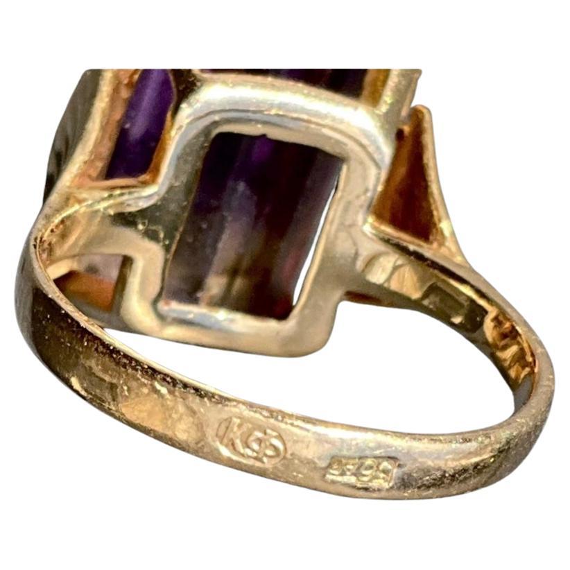 Anillo Ruso Antiguo de Oro y Turmalina Rosa 1