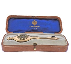 Antique Russian Gold Diamond Sapphire Lorgnette