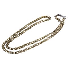 Antique Russian Gold Flat Link Chain Necklace