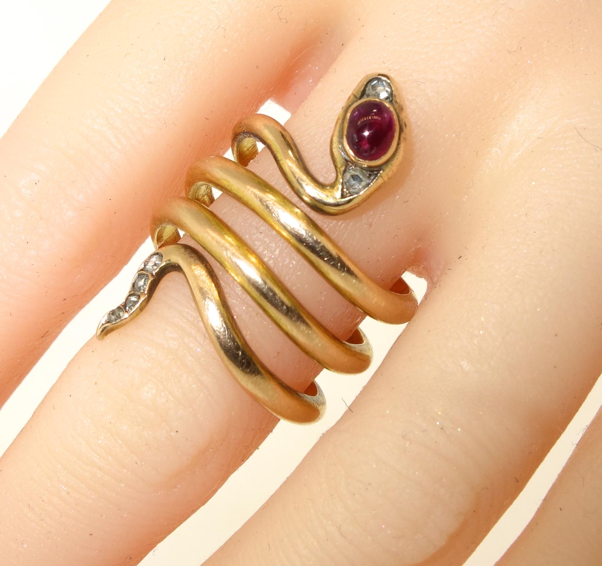 Women's or Men's Antique Russian Gold Snake Ring, K. Faberge, circa 1895