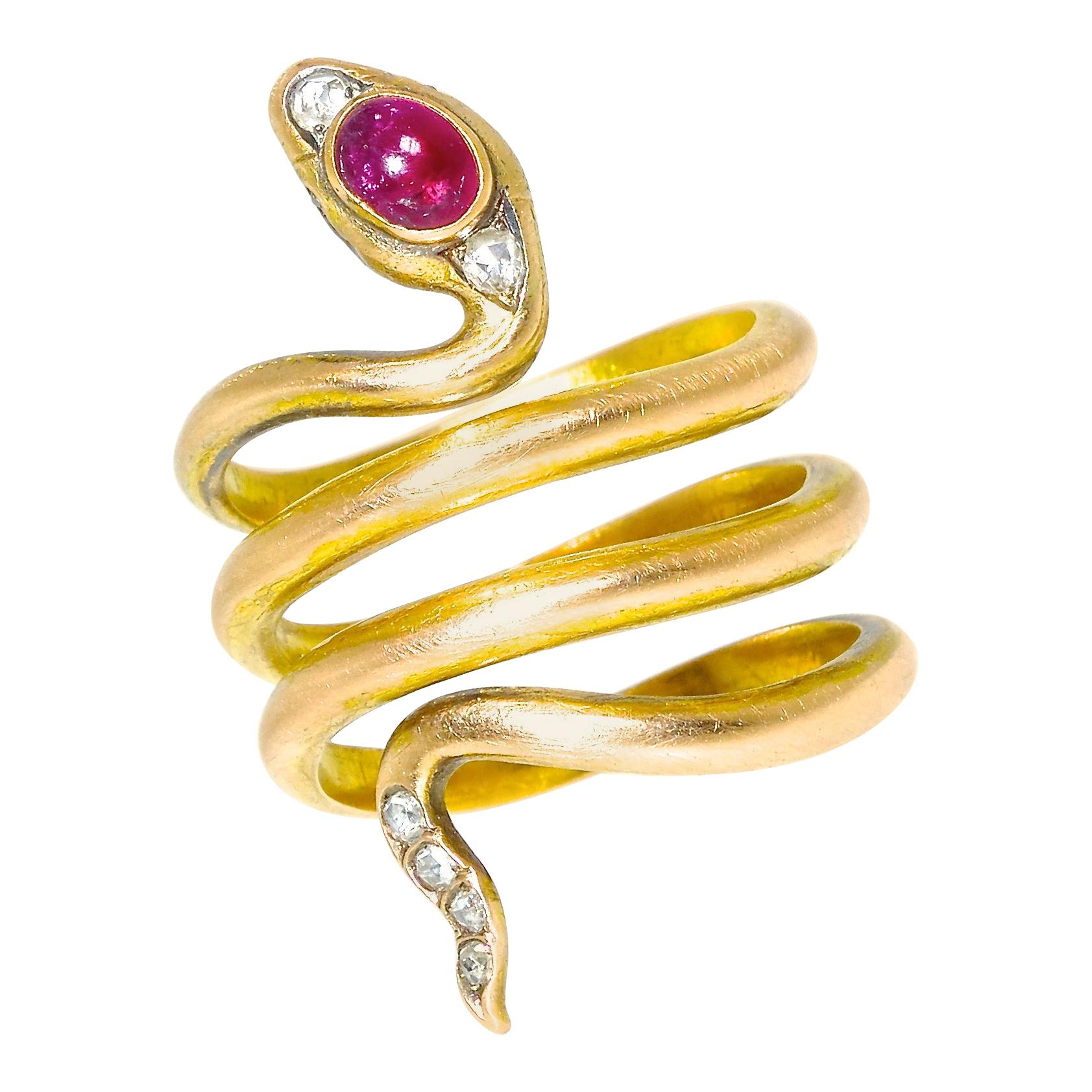 Antique Russian Gold Snake Ring, K. Faberge, circa 1895