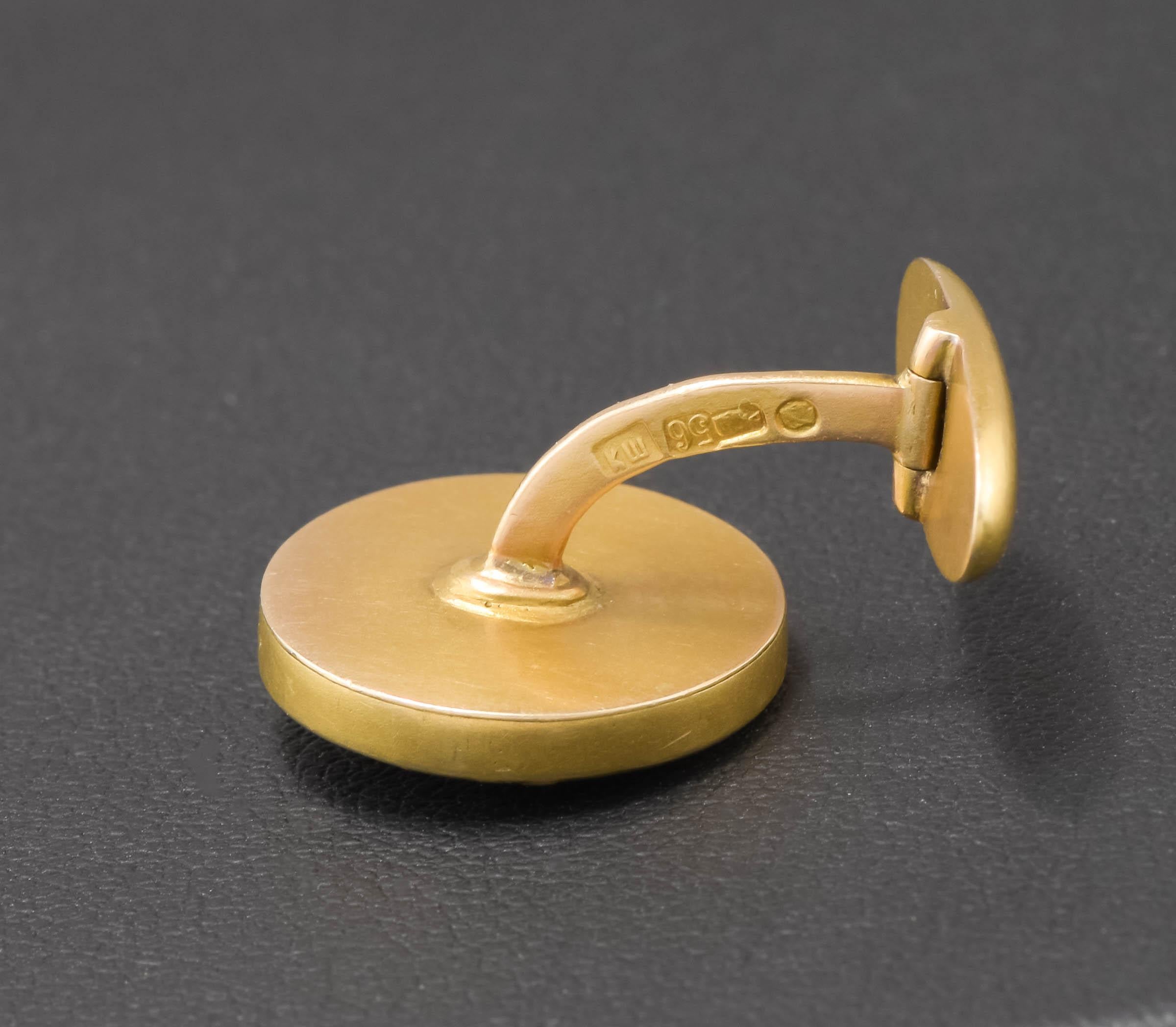 Antike russische Manschettenknöpfe aus Guilloche-Emaille in Gold und Platin mit Diamanten im Zustand „Gut“ im Angebot in Danvers, MA