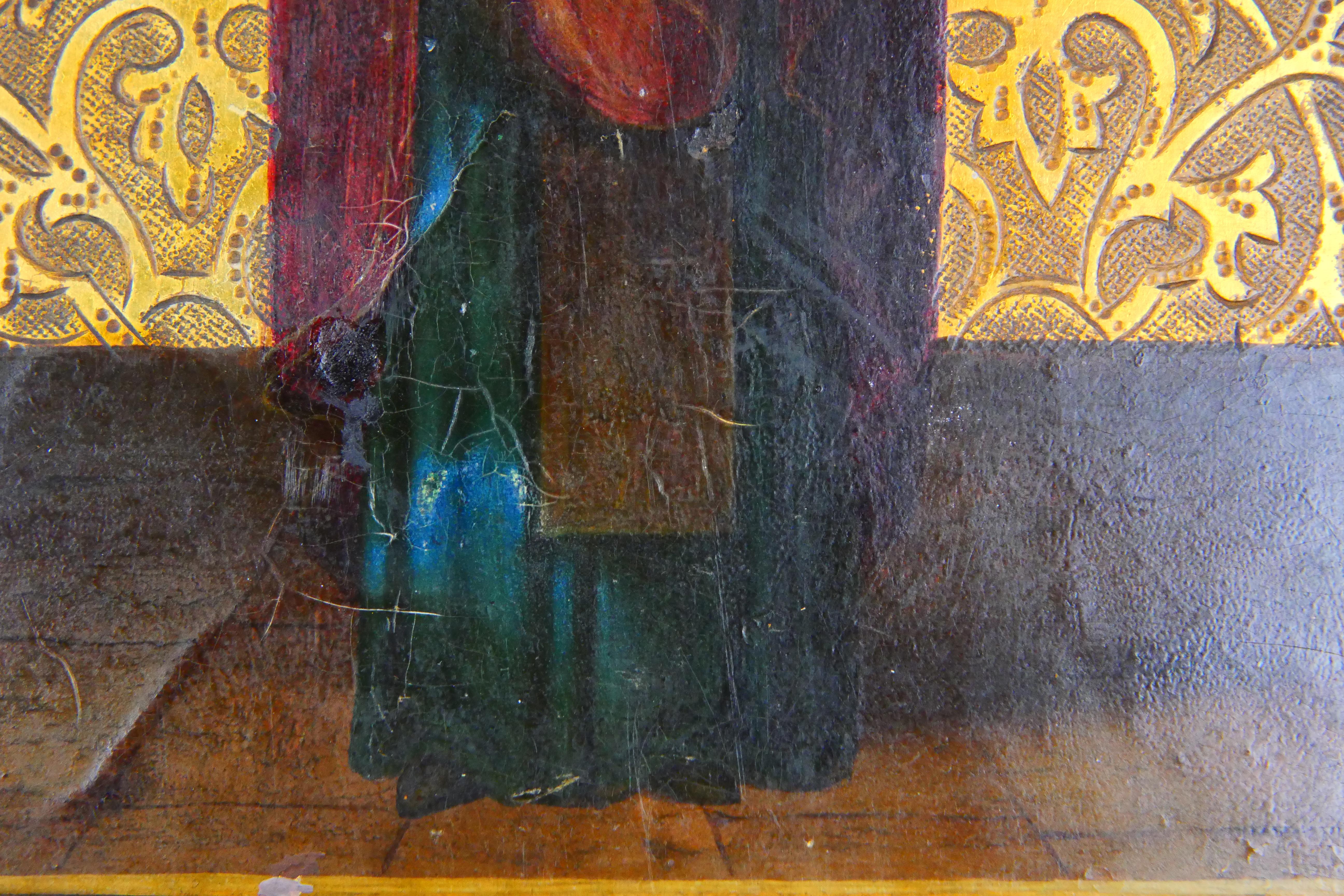 Antike russische Ikone des Heiligen Basilius des Großen Tempera Gold auf Holz (Geschnitzt) im Angebot