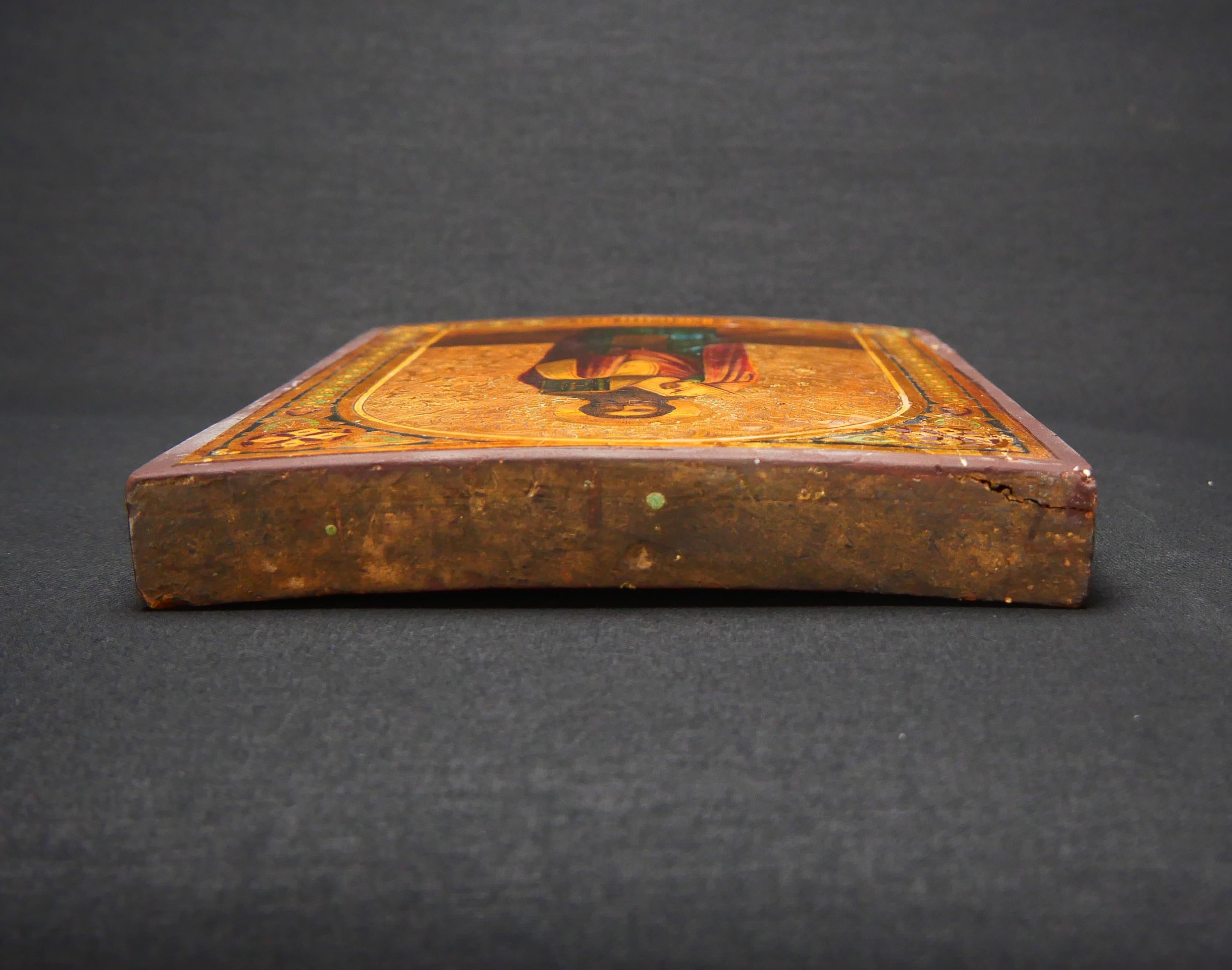 Antike russische Ikone des Heiligen Basilius des Großen Tempera Gold auf Holz im Angebot 1