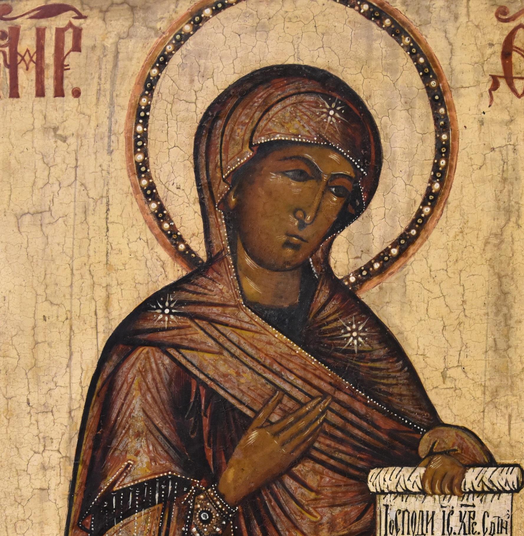 Antique Russian Icon Mother God Deesis 19th Century Paint Egg Tempera on panel  For Sale 9