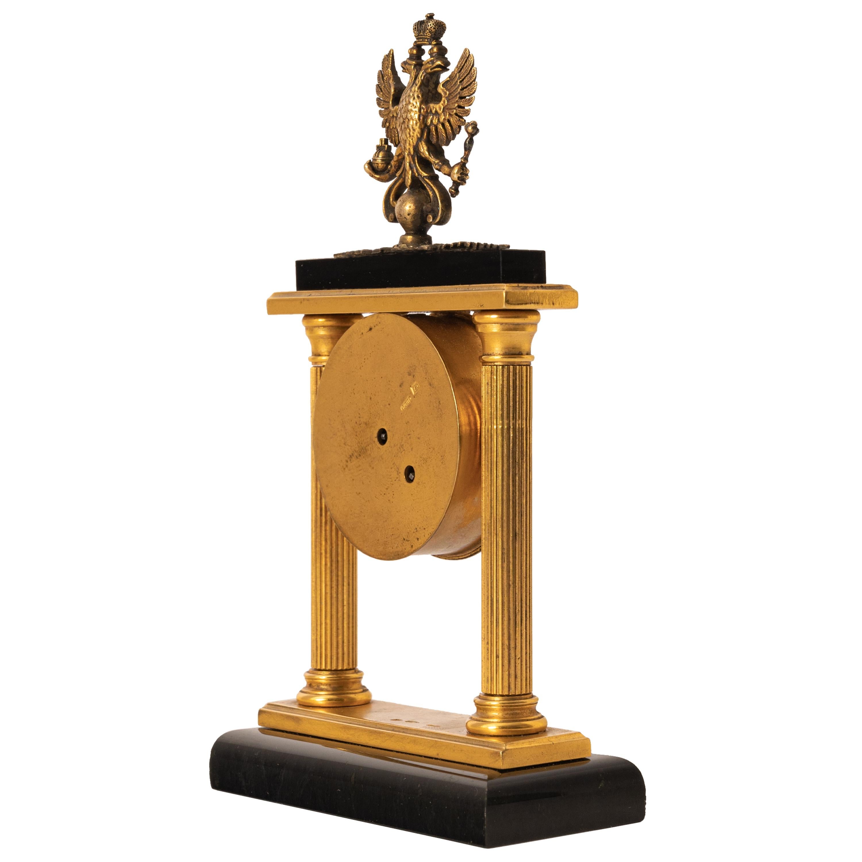 Baltic Antique Imperial Russian Peter Carl Faberge Silver Gilt Diamond 8 Day Clock 1900