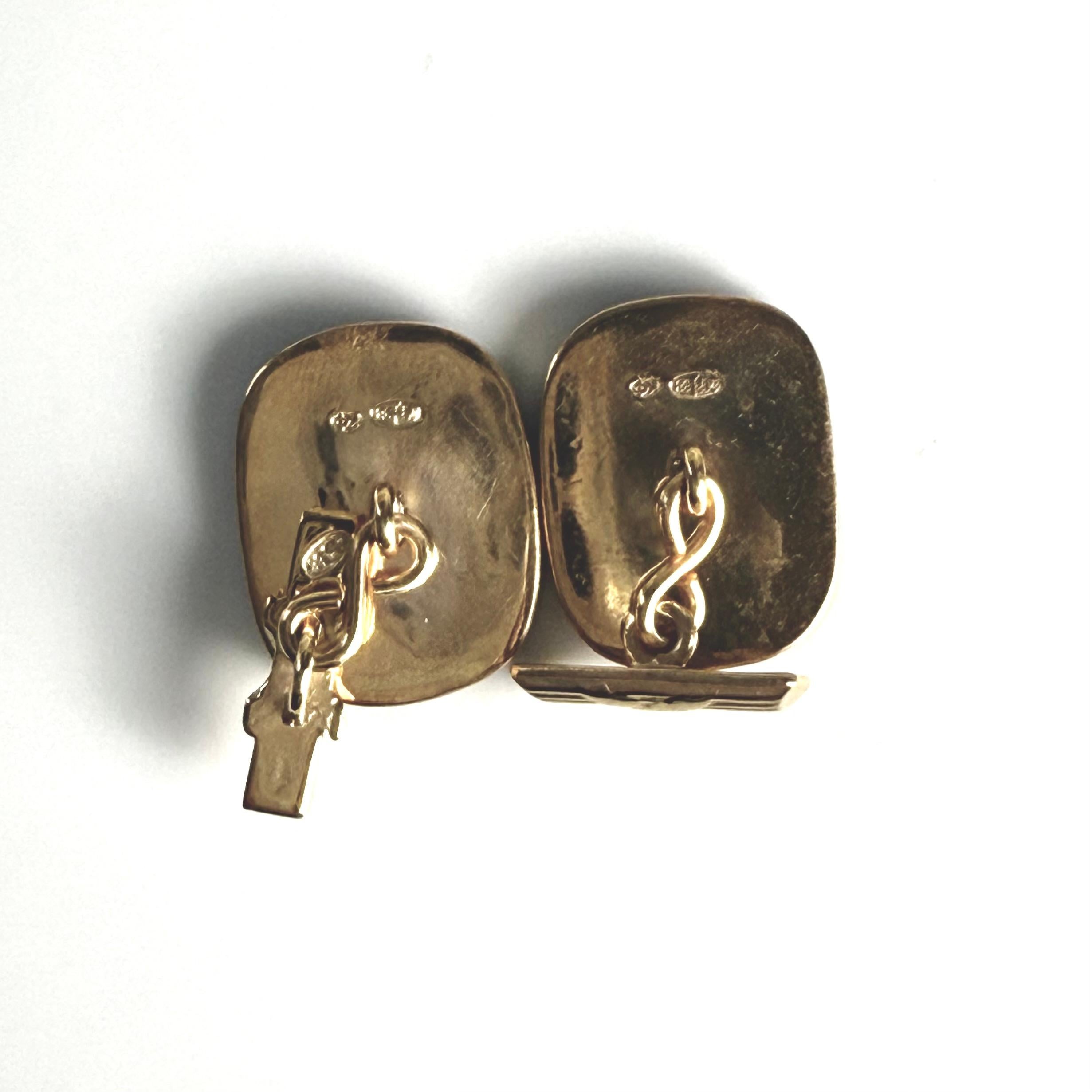 Antique Russian Imperial Gilt Silver Cufflinks Enamel Freshwater Pearl For Sale 2