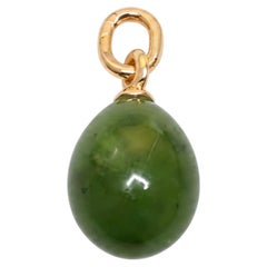 Antique Russian Imperial Gold-Mounted Jade Egg Pendant by Henrik Wigström