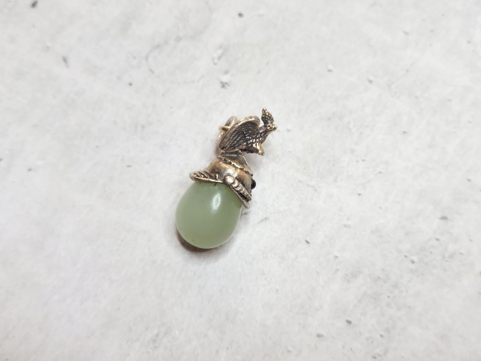 Russian Empire Antique Russian Imperial Helmet Bowenite Egg Pendant by Anders Nevalainen