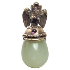 Antique Russian Imperial Helmet Bowenite Egg Pendant by Anders Nevalainen